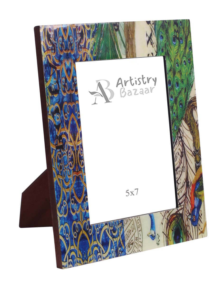 Source Rectangular 5x7 Peacock Photo/Picture Frame in Bulk - Wholesale Multicolored Photo Frame - Home Decor Picture Frame from India